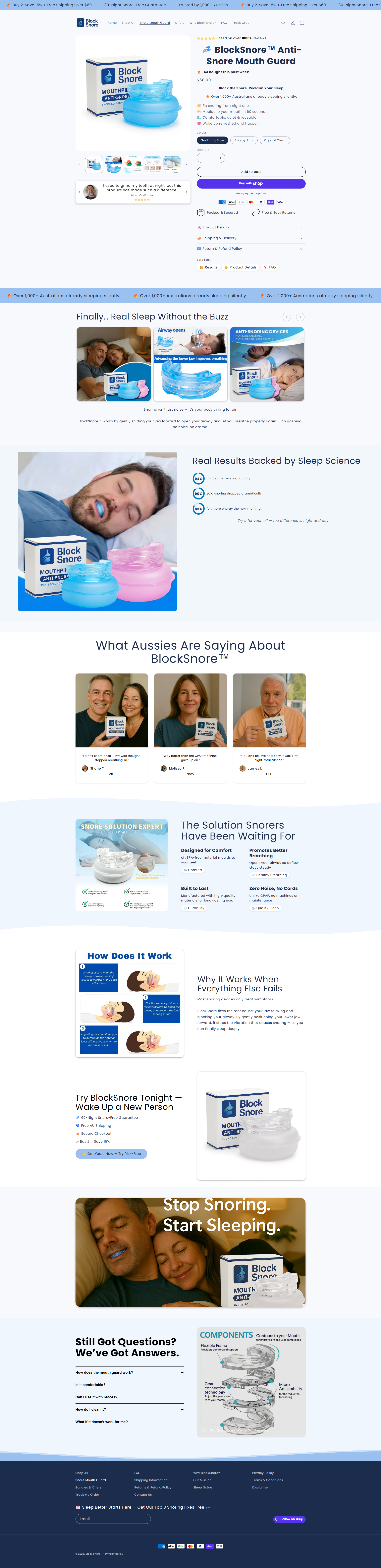 Block Snore pagina de produto